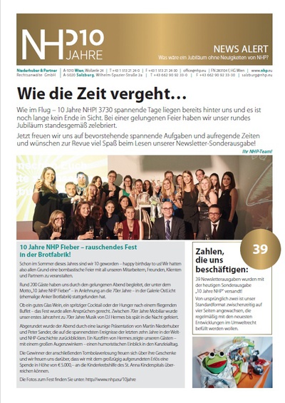 NHP News Alert Sonderausgabe 10 Jahre NHP