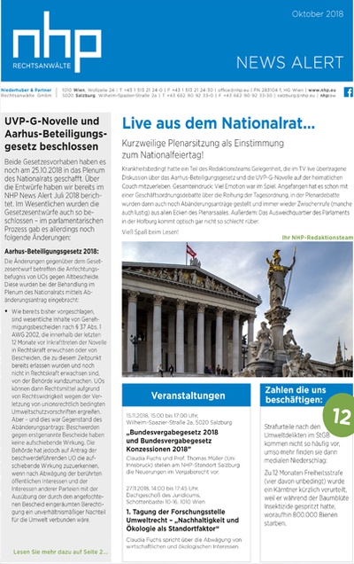 NHP News Alert Oktober 2018 erschienen