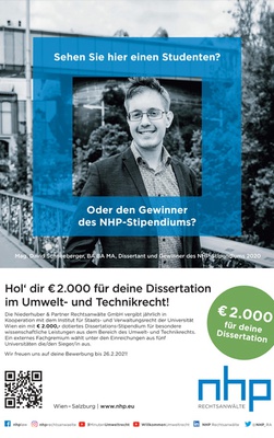 Niederhuber & Partner schreibt zum sechsten Mal  Dissertations-Stipendium aus